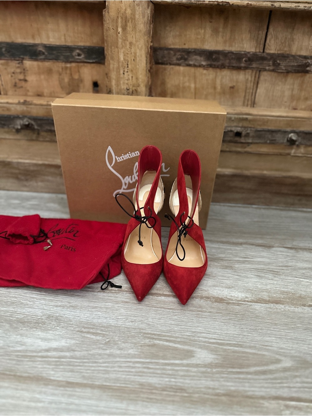 Christian Louboutin Ferme Rouge 100 Red Pony Safari High Heel Pumps Size 36.5